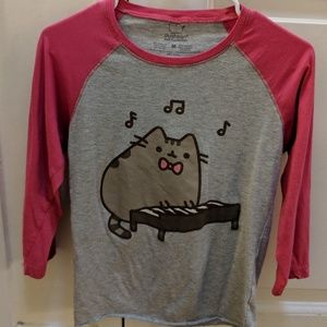 Pusheen playing piano 3/4 sleeve t-shirt M Juniors